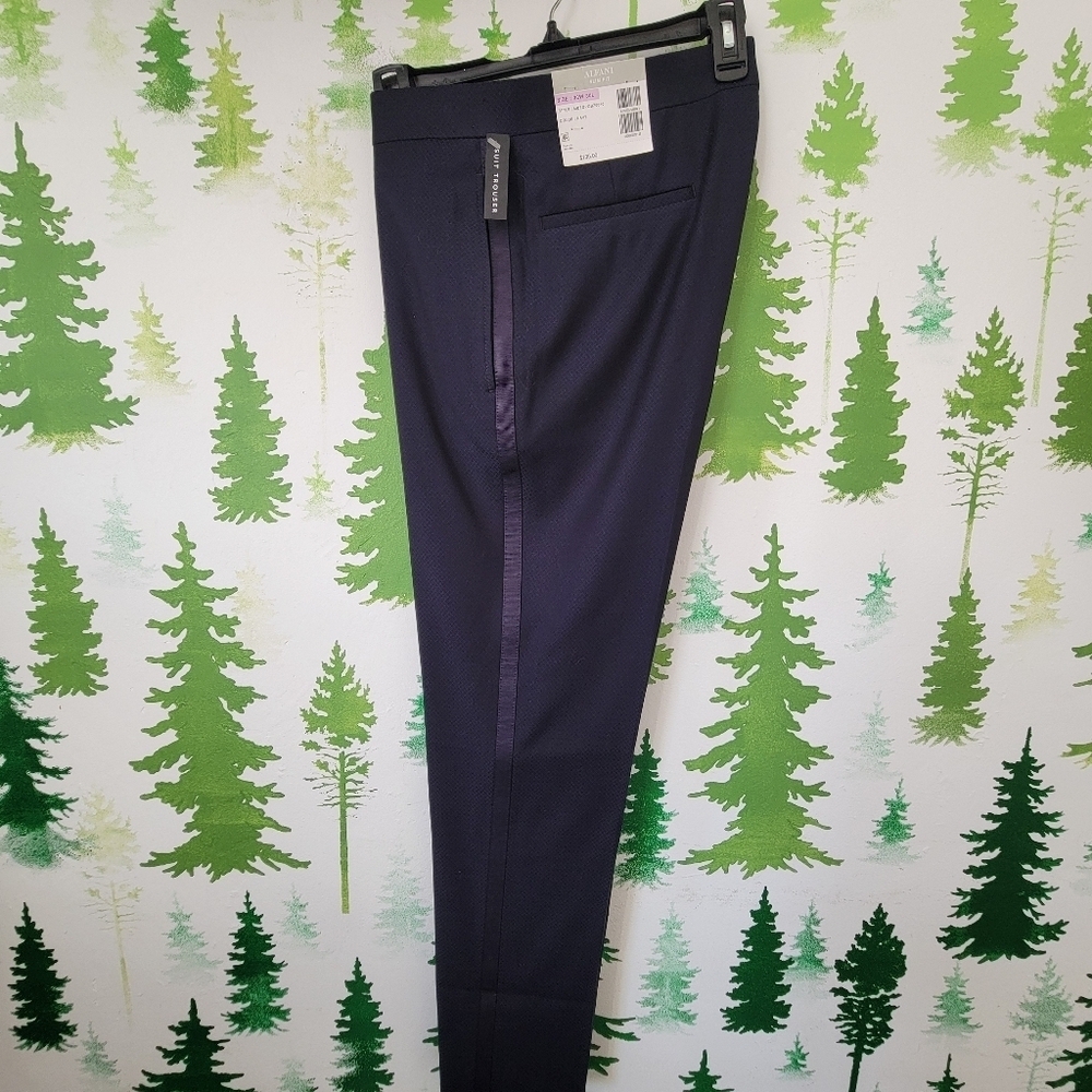 Alfani Blue Dress Pants with Slim Fit and Plaid Pattern